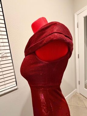 Morgan & Co. Red Sparkle off-Shoulder Wedding Dress